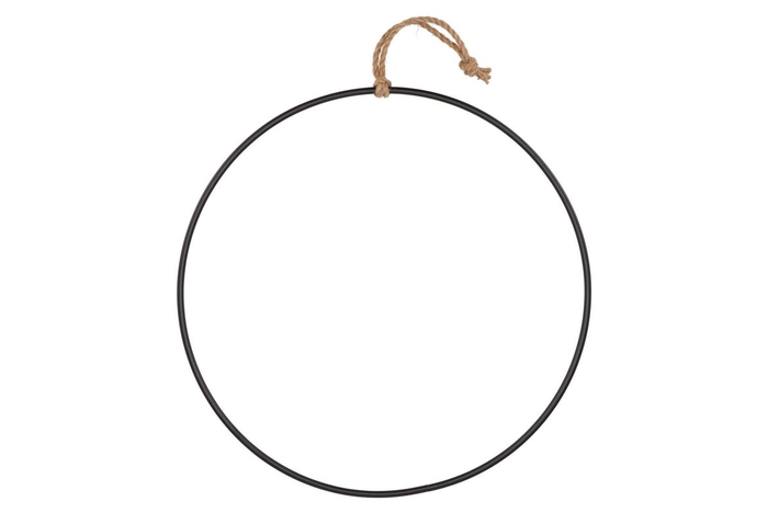 Metal Circle Black With Rope 76cm