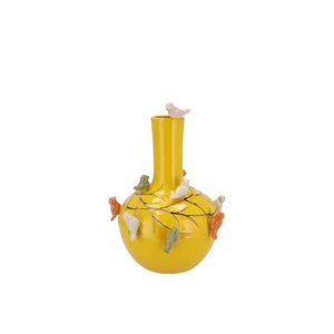 Bird Vase Yellow Tube 16x17cm