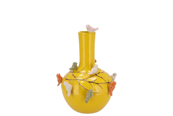 <h4>Bird Vase Yellow Tube 16x17cm</h4>