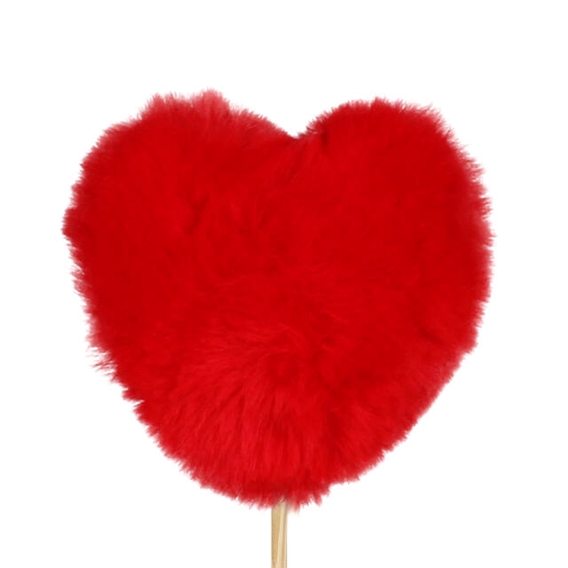 <h4>Bijsteker hart pluche 9x9+50cm stok rood</h4>