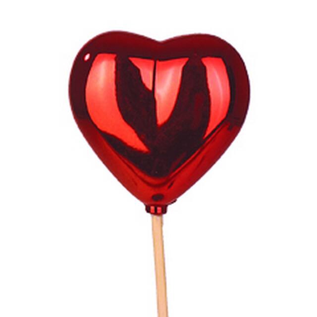 <h4>Pick Heart shiny 6,5x6,5cm + 12cm stick red</h4>