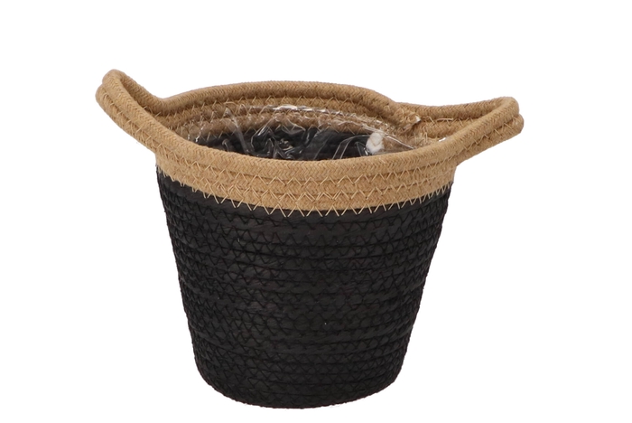 Tripoli Basket Pot Black 18x16cm Nm