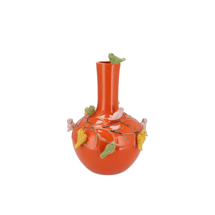 <h4>Bird Vase Orange Tube 20x25cm</h4>