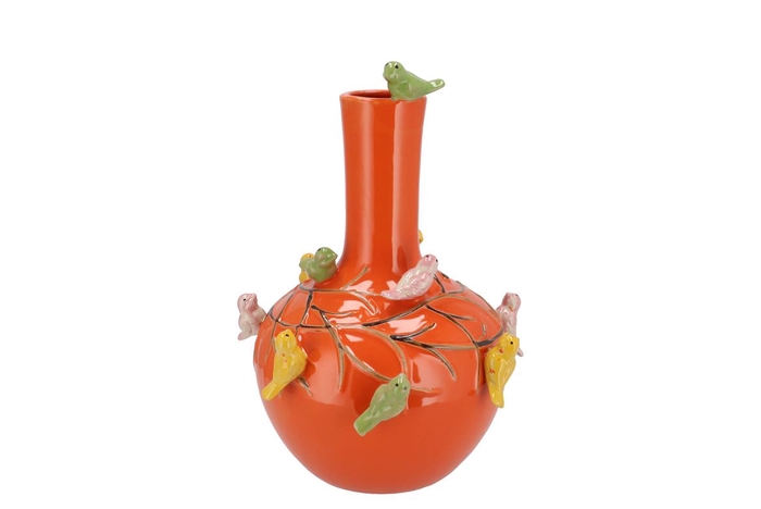<h4>Bird Vase Orange Tube 20x25cm</h4>