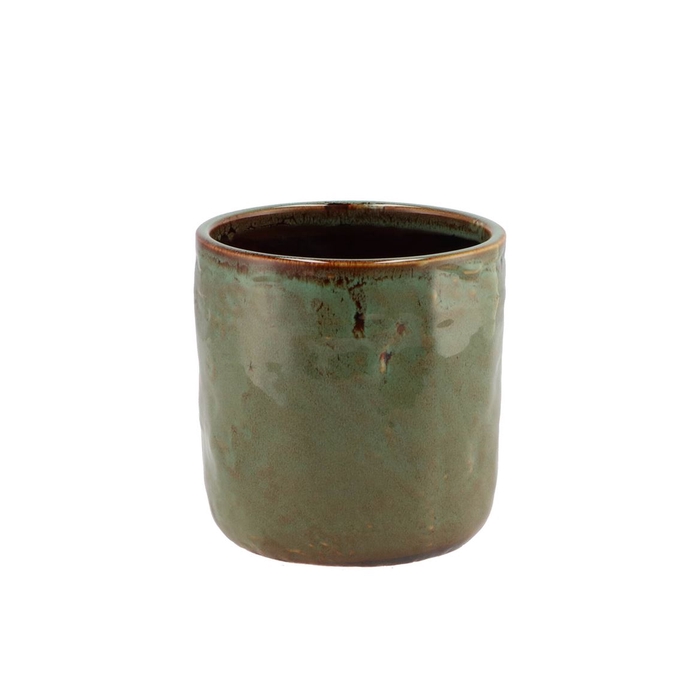 <h4>Iron Stone Green Glazed Pot 13x13cm</h4>