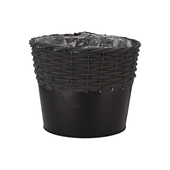 <h4>Wicker Basket Pot + Zinc Black 25x20cm Nm</h4>