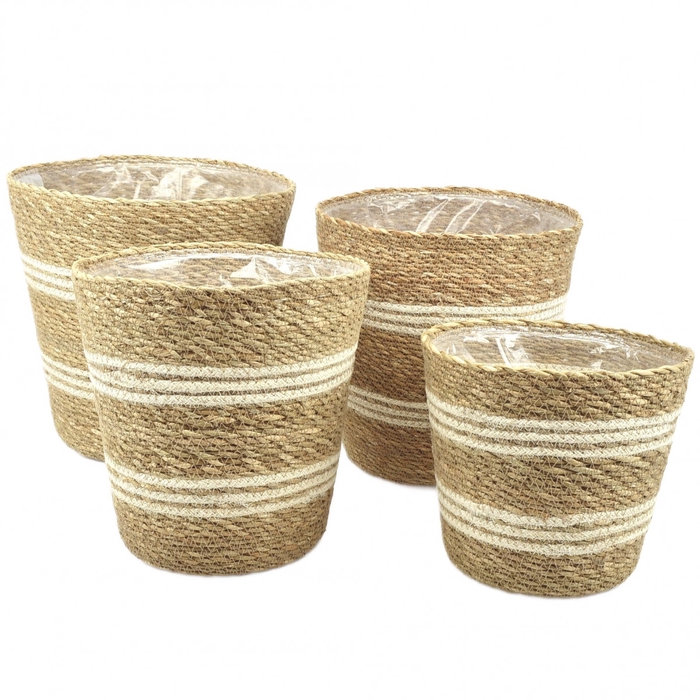 Basket sets Stripes pot S/4 d28*28cm