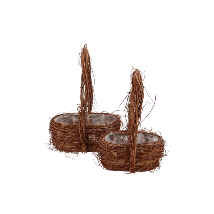 <h4>Wicker Elm Branches Brown With Handle Oval Set 2 34x23x45cm</h4>