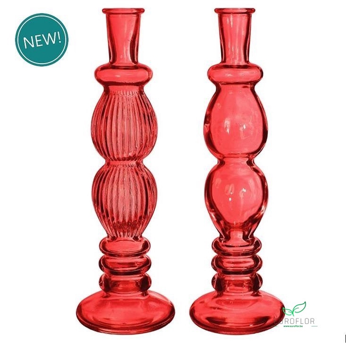 BOTTLE CANDLE FLORENCE D9 H28 RED