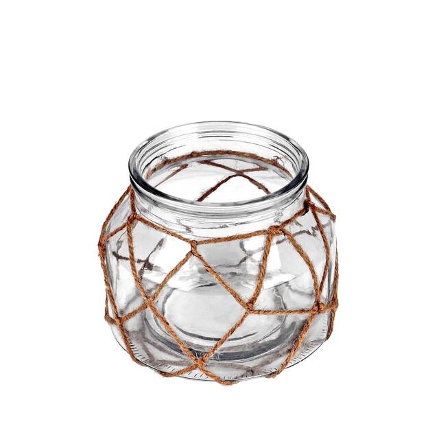 Vase marrakesh glas+rope ø16xh12 5cm transparent