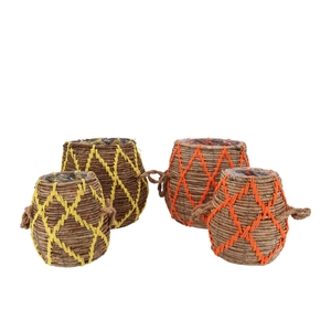 Venice Yellow/orange Basket Stitches Set2 25x25x30/15x16x23