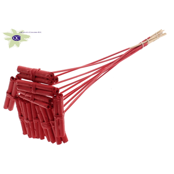 <h4>Jute Stick Posy on stem Covered Red</h4>