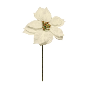 SILK FLOWERS - POINSETTIA SPRAY WHITE 32CM