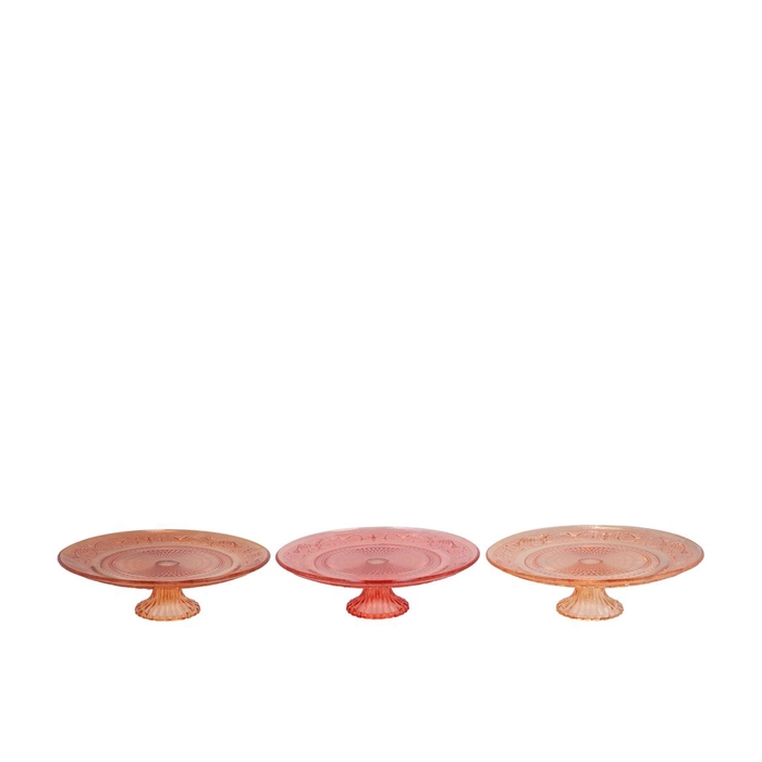 <h4>Dayah Coral Sunset Glass Plate On Foot 20x8cm Ass P/1</h4>
