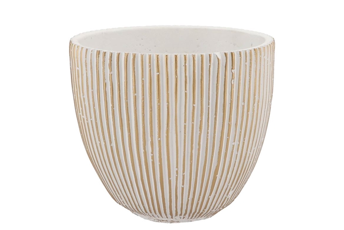 <h4>Stripes White Gold Egg Pot 16x15cm Nm</h4>