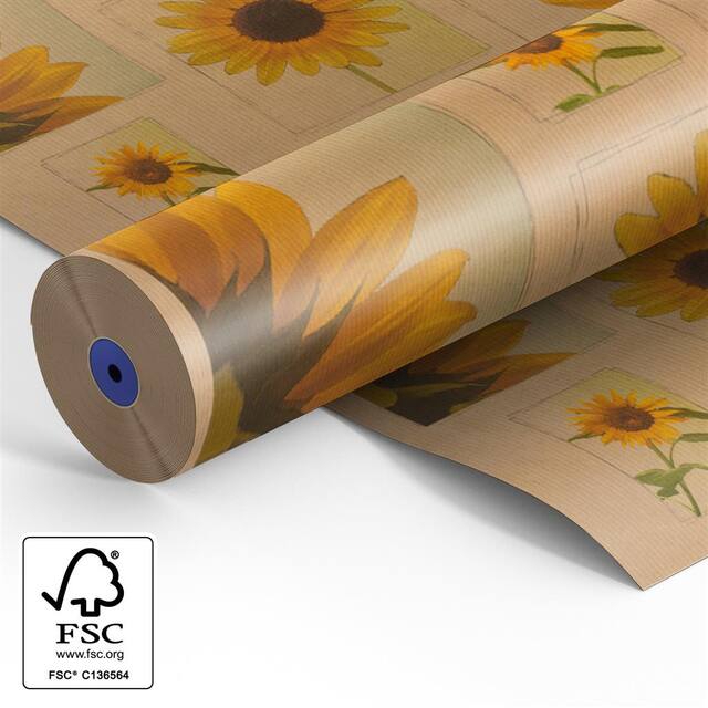 Paper roll 60cm br. kraft 40g Sunflowers 500m