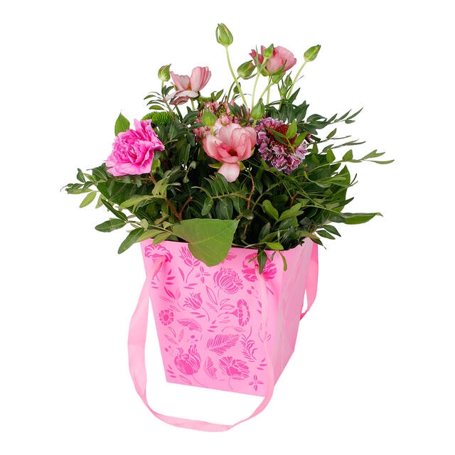 <h4>Bag Floral cardboard 16x12xH18cm pink</h4>