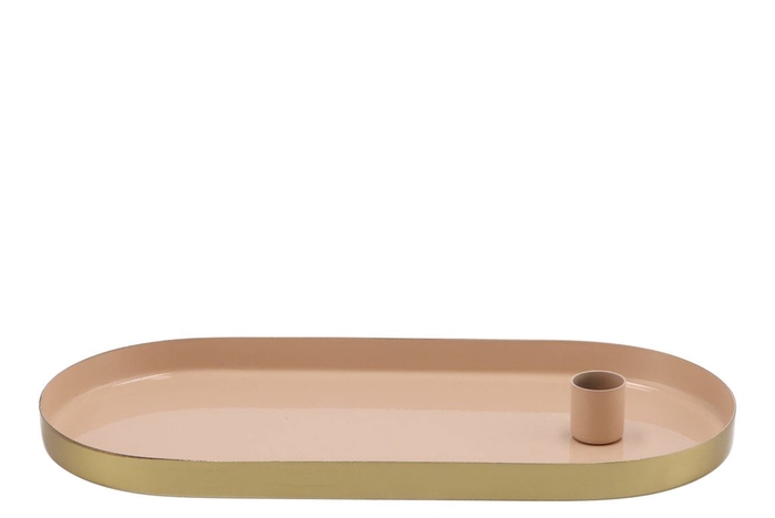 Marrakech sand candle plate oval 30x14x2 5cm