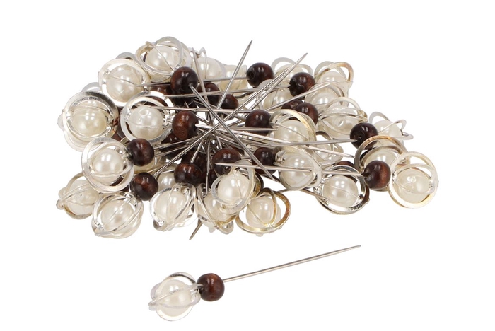 Perles Épingles Combi En Argent 1,5cm X7cm Par 36 Pièces