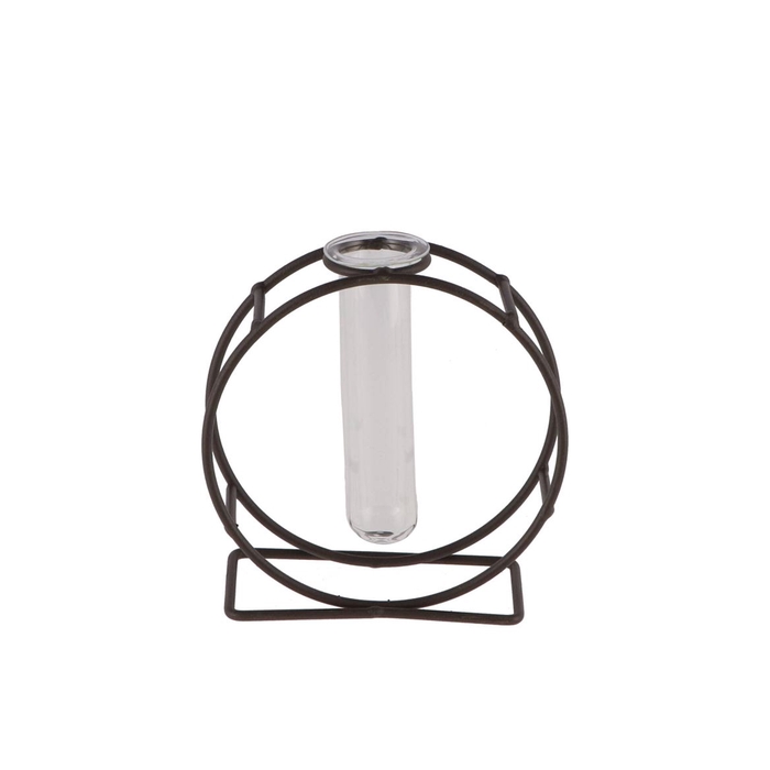 <h4>Metal Rack Grey Circle Glass Tube 5x12cm</h4>