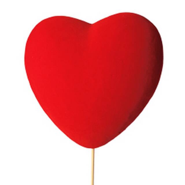 <h4>Pick Heart flock 15x8cm+60cm stick red</h4>