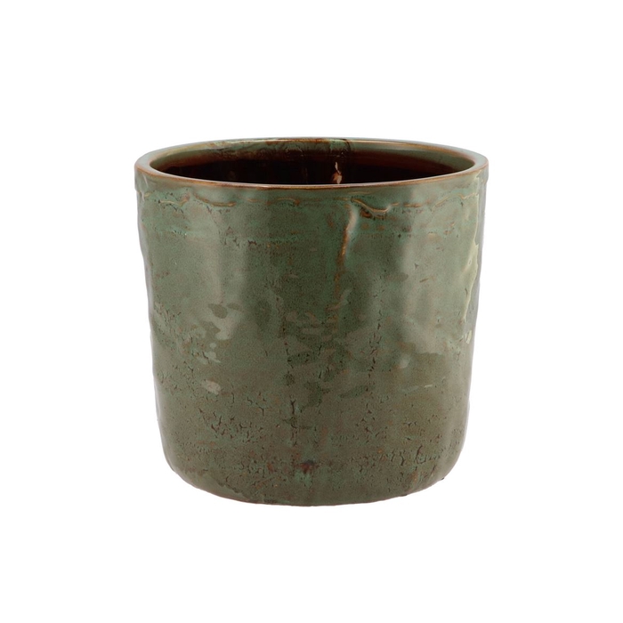 <h4>Iron Stone Green Glazed Pot 21x19cm</h4>