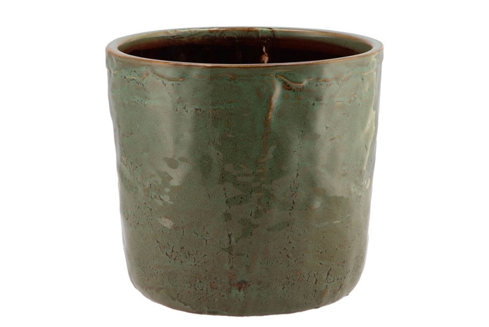 <h4>Iron Stone Green Glazed Pot 21x19cm</h4>