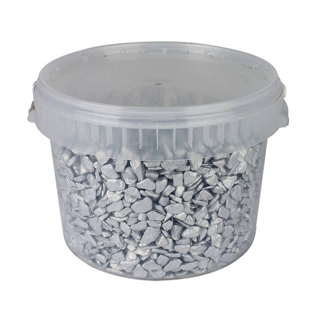 <h4>Pebbles painted bucket 1-2cm 3 liters of silver</h4>