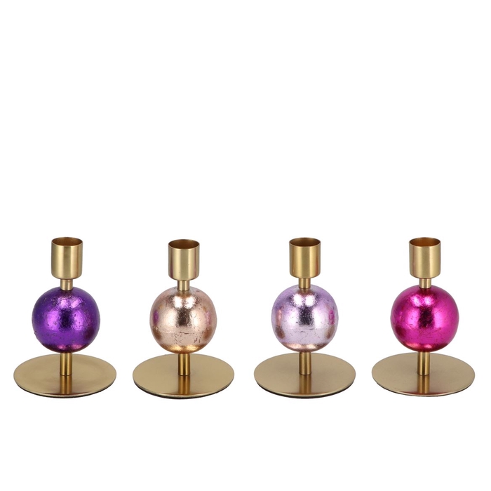 <h4>Cosmo Foiled Pretty Pink Ball Candle Holder Ass 7x7x11cm</h4>