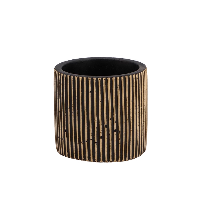 <h4>Stripes Black Gold Cylinder Pot 9x8cm Nm</h4>