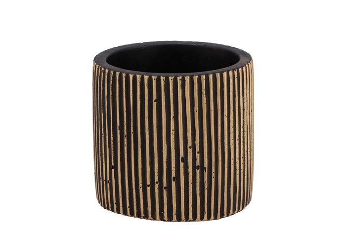 <h4>Stripes Black Gold Cylinder Pot 9x8cm Nm</h4>