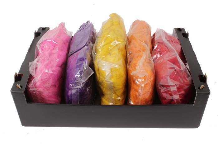 <h4>Fuzzy fibre 250 gram in poly bright mix colours</h4>