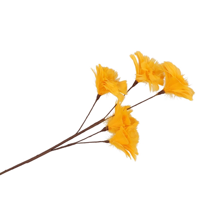 <h4>Silk Feather Flower Yellow 5 Op Steel 85cm Nm</h4>