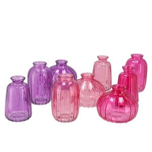 Dayah Pretty Pink Glass Bottle Ass S/3 7x11cm