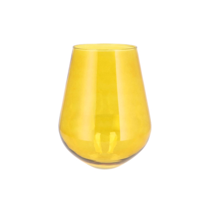 <h4>Mira Yellow Glass Wide Vase 22x22x28cm</h4>