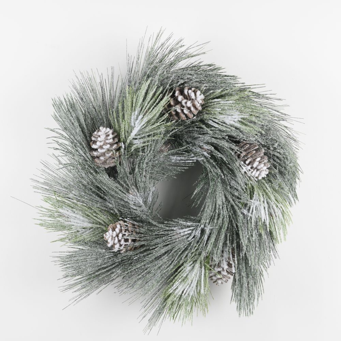<h4>Af Wreath Pinus+cone 56cm Snow</h4>