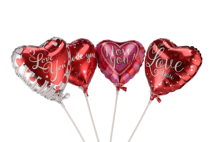 Bijsteker Ballon 18cm Love Assorti ´b´ Per 1
