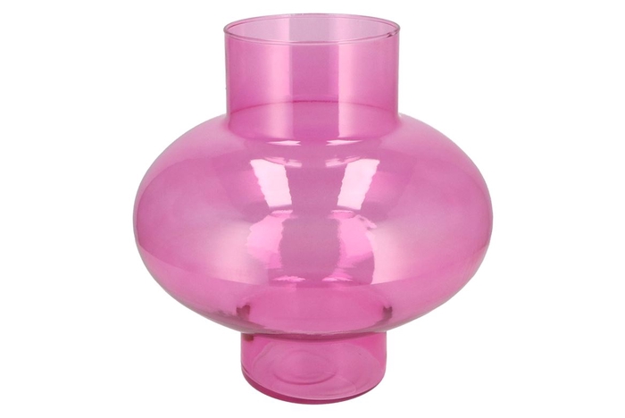 Mira Fuchsia Glass Bulb Low Vase 30x30x30cm