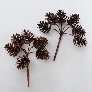Zijde, Dennenappel, H 14 cm, 2 ass, Dark brown, Light brown