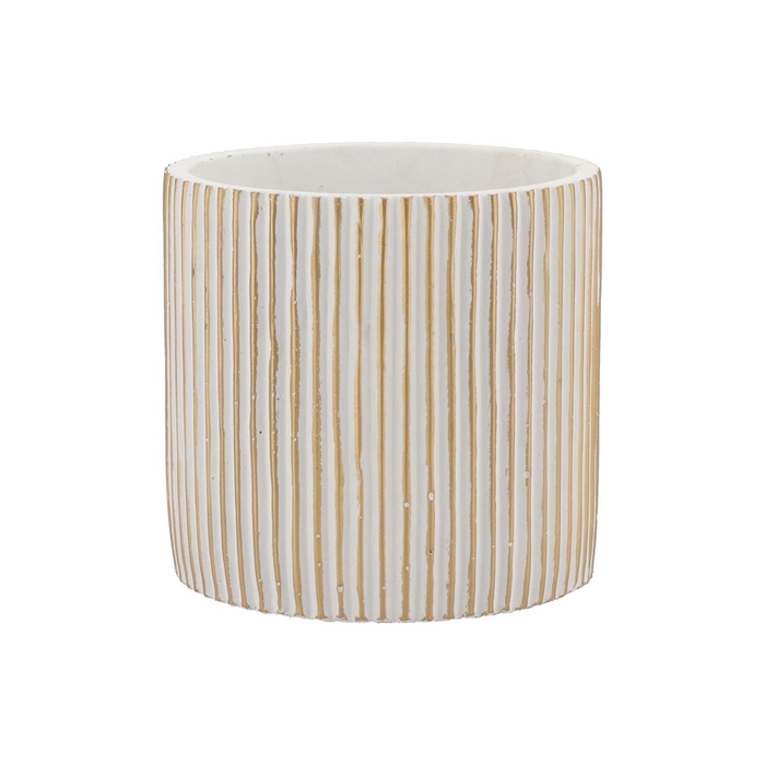 <h4>Stripes White Gold Cylinder Pot 17x16cm Nm</h4>