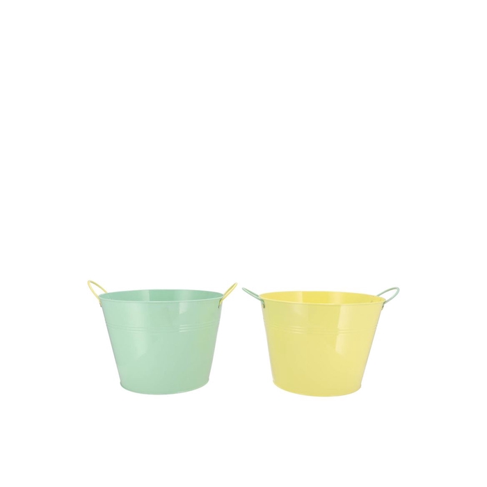 <h4>Zinc Basic Pastelgreen/yellow Ears Bucket 16x14cm</h4>