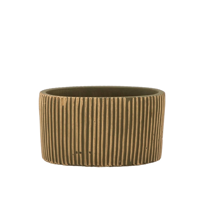<h4>Stripes Green Gold Oval Pot 15x9x9cm Nm</h4>