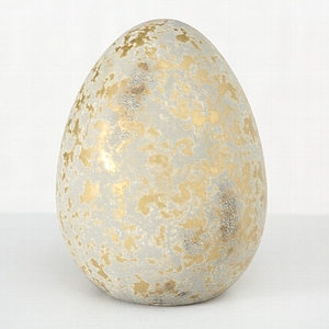 Decorative object Hopsa, Egg, H 16 cm, Terra cotta, Gold terracotta gold