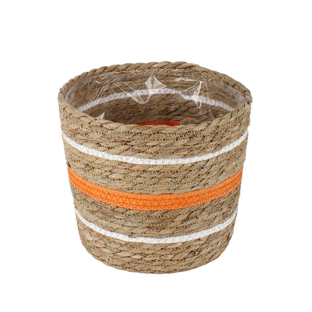 <h4>Basket Kyoto straw Ø21,5xH19cm orange</h4>