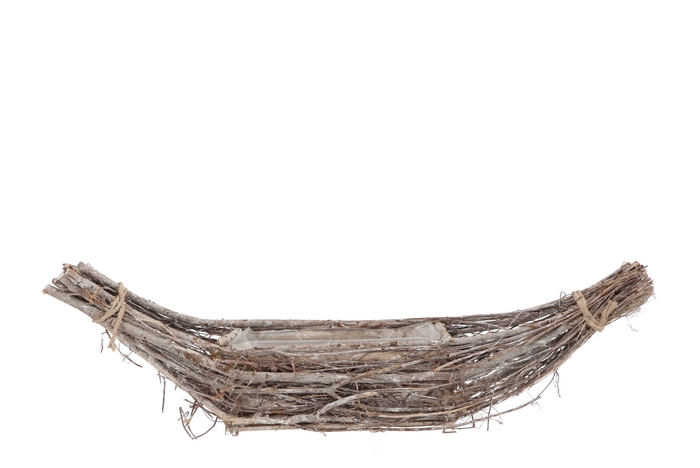 <h4>Wicker Basket Branches Brown Boat 9x48 Cm</h4>