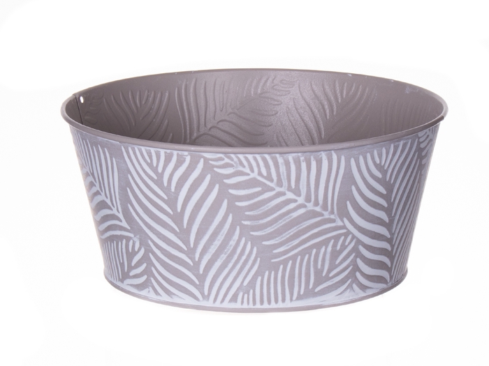DF04-663149000 - Planter Leaves d15xh8.5 taupe grey