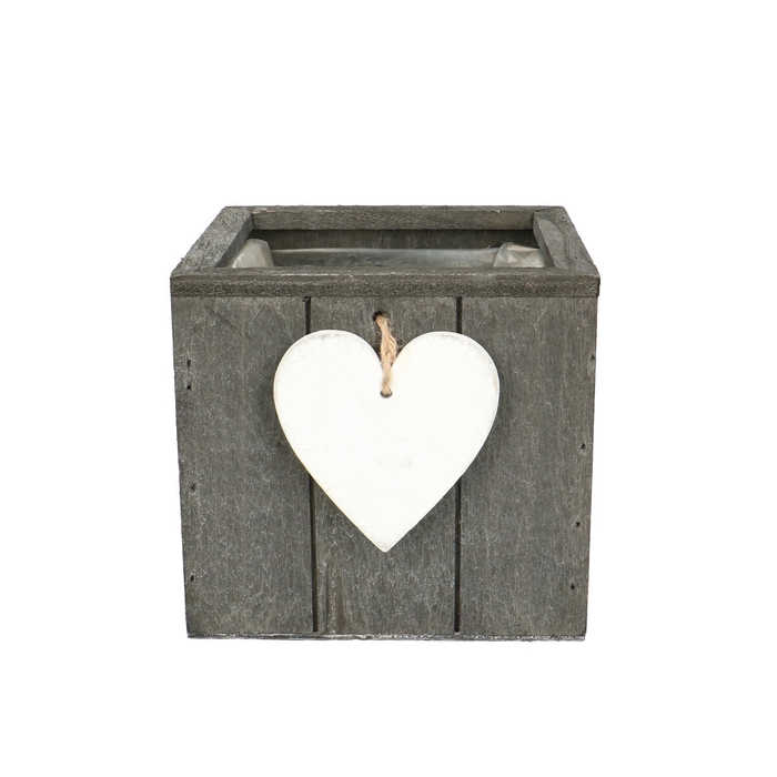 Mothersday Wood Pot heart d15*14cm