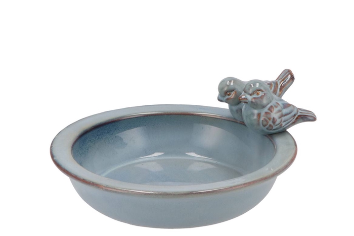 Bird Bowl Glazed Blue 23x5cm