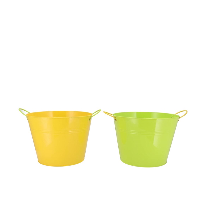 <h4>Zinc Basic Yellow/green Ears Bucket 23x18cm</h4>