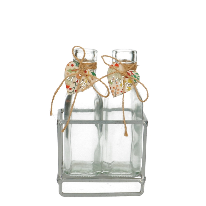 <h4>Mothersday Glass Rack+2bottle d11/6*18cm</h4>